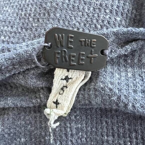 Free People Tunic Top Small Lightweight Waffle Long Sleeve Low Back Gray - Picture 7 of 12